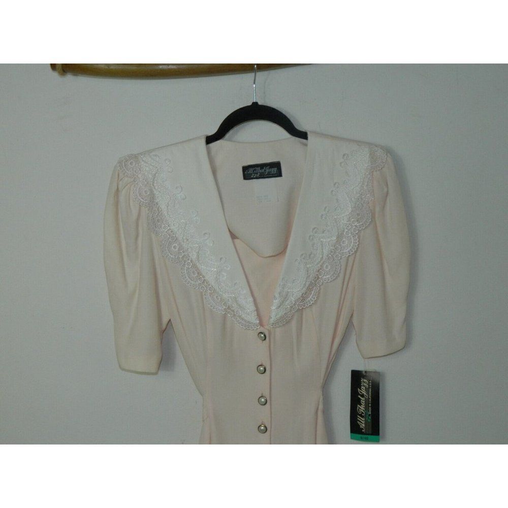 All That Jazz Dress Vintage 80's CottageCore Removable Dickie Junior Size 9/10 - Picture 3 of 15